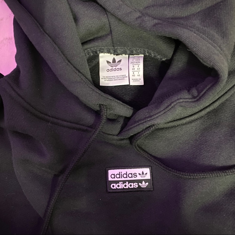 Adidas Black Logo Hoodie Sz M - Picture 4 of 4